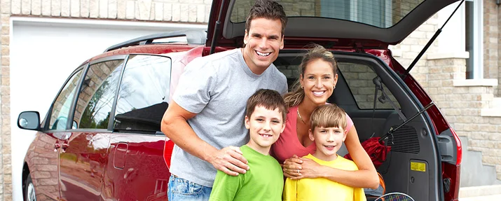 Family with their car
