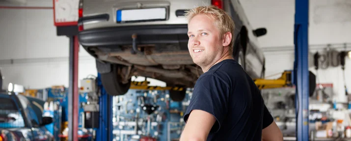 Mechanic in an auto service garage